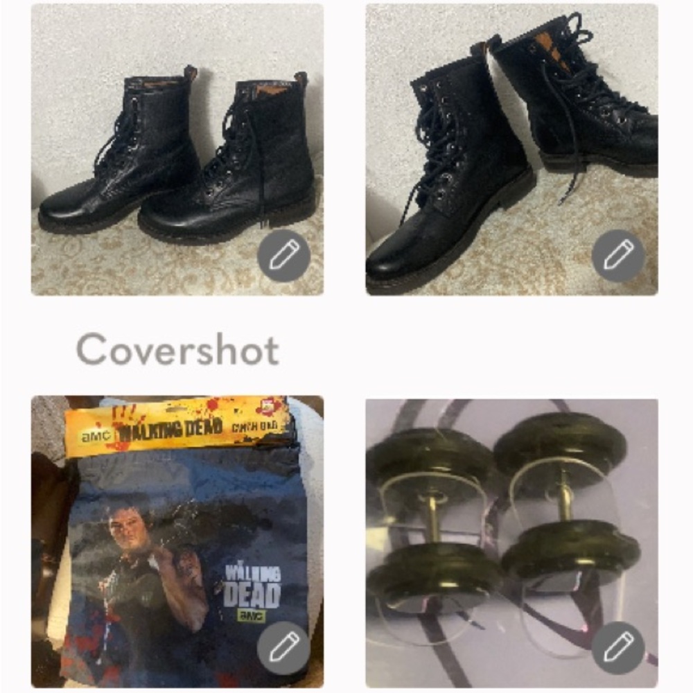 Frye Leather Boots sz5.5+Darrell Walking💀cinch bag+barbell gauges 18G